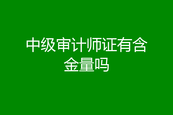 中级审计师证有含金量吗