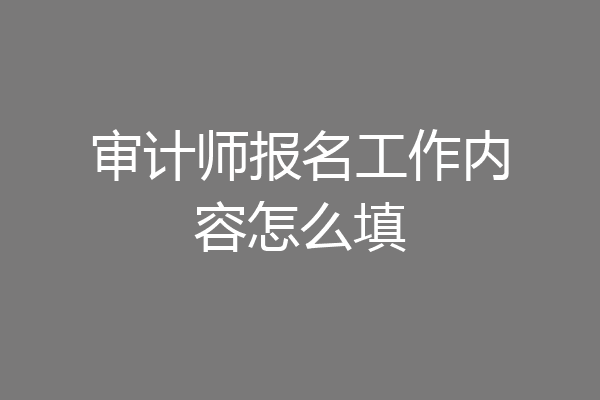 审计师报名工作内容怎么填