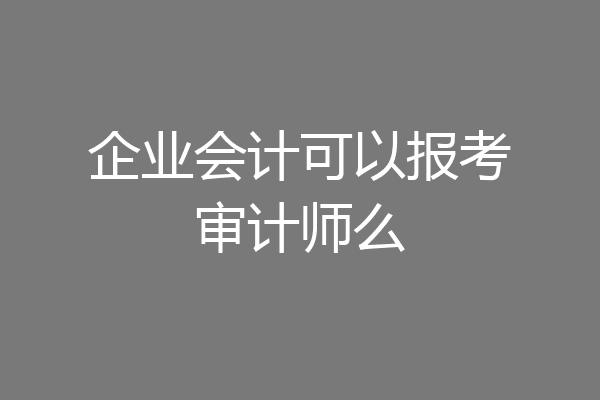 企业会计可以报考审计师么