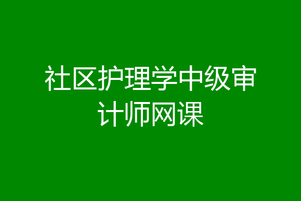 社区护理学中级审计师网课