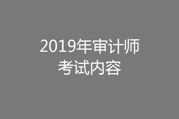 2019年审计师考试内容