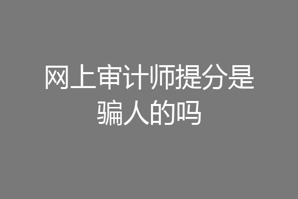 网上审计师提分是骗人的吗