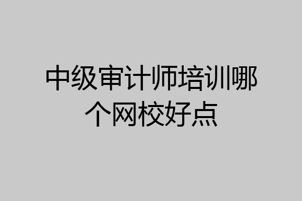 中级审计师培训哪个网校好点