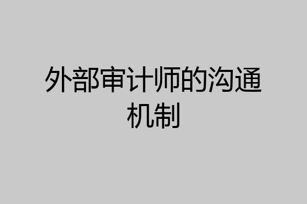 外部审计师的沟通机制