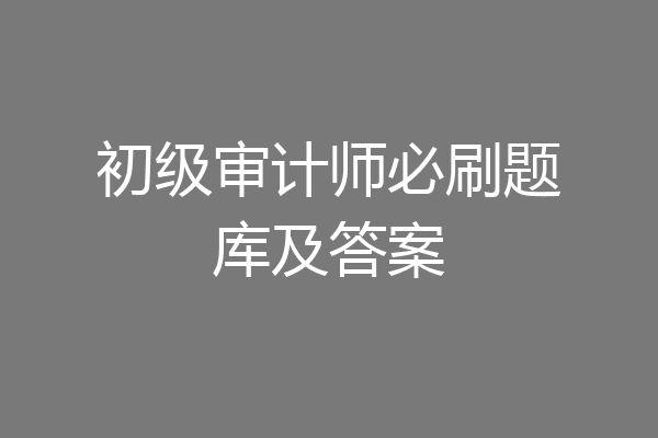 初级审计师必刷题库及答案
