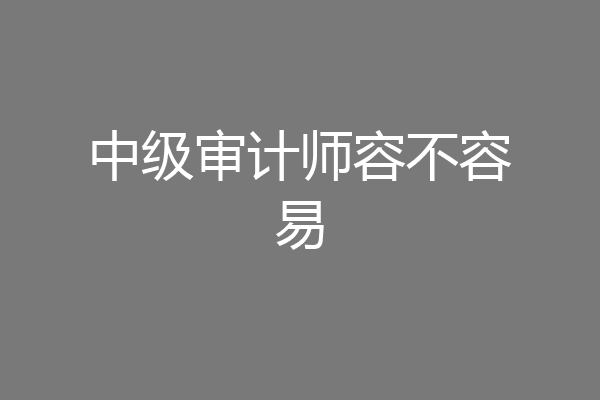 中级审计师容不容易