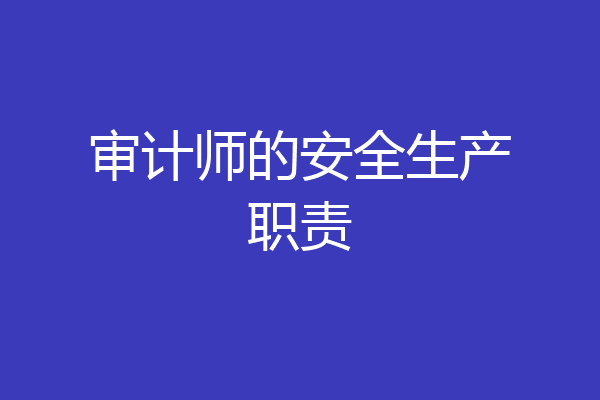 审计师的安全生产职责