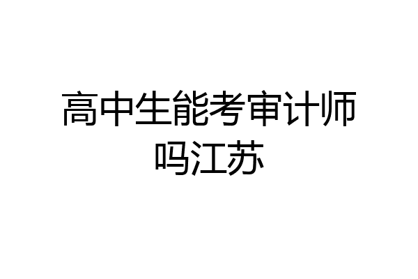 高中生能考审计师吗江苏