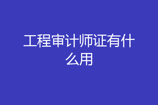 工程审计师证有什么用