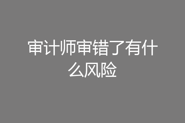审计师审错了有什么风险