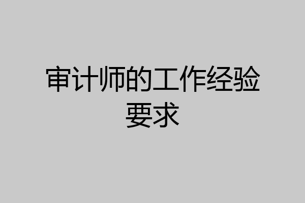 审计师的工作经验要求