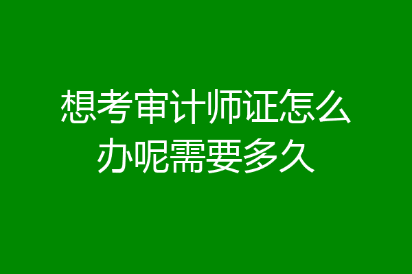 想考审计师证怎么办呢需要多久