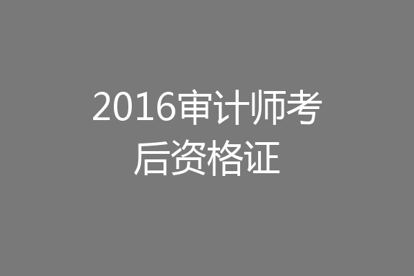 2016审计师考后资格证