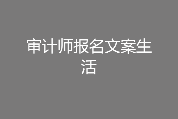 审计师报名文案生活