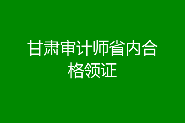 甘肃审计师省内合格领证
