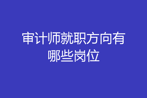 审计师就职方向有哪些岗位