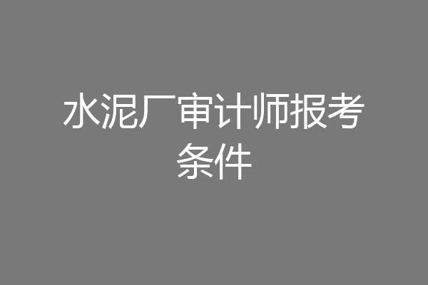 水泥厂审计师报考条件