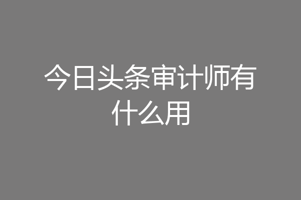 今日头条审计师有什么用