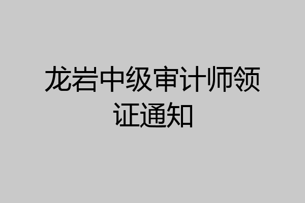 龙岩中级审计师领证通知