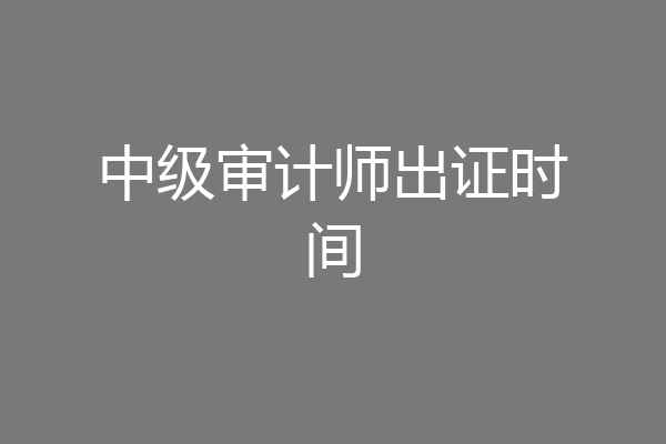 中级审计师出证时间