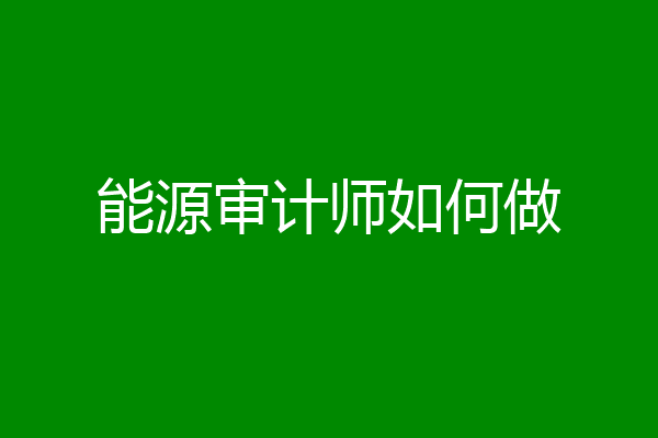 能源审计师如何做
