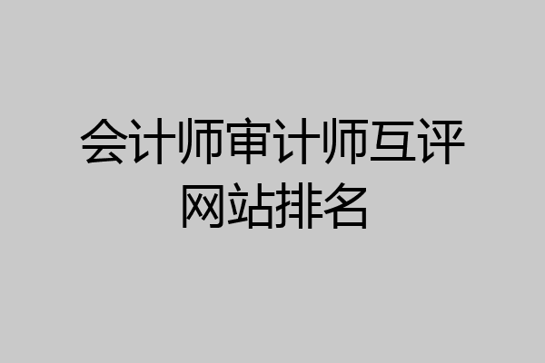 会计师审计师互评网站排名
