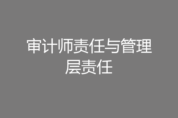 审计师责任与管理层责任