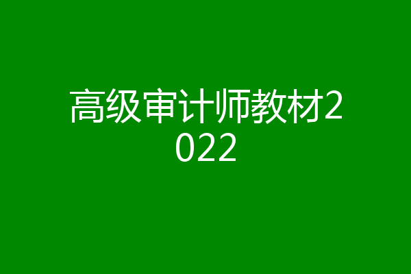 高级审计师教材2022