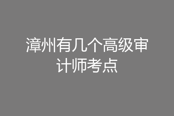 漳州有几个高级审计师考点