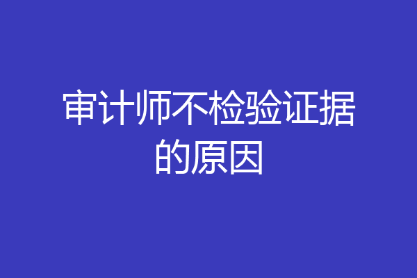 审计师不检验证据的原因