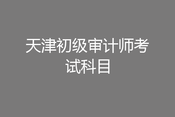 天津初级审计师考试科目
