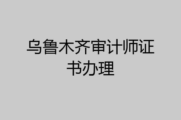 乌鲁木齐审计师证书办理