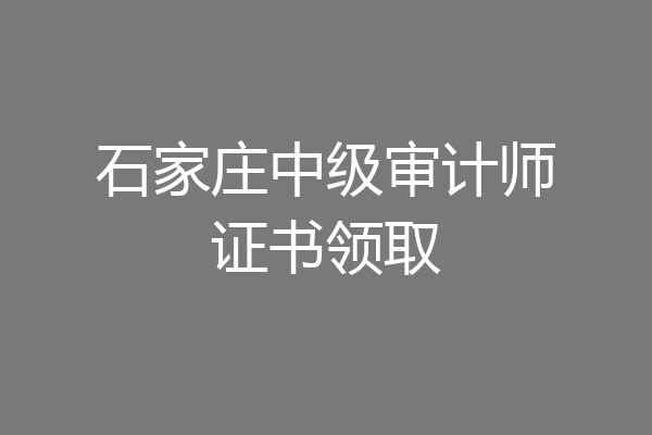 石家庄中级审计师证书领取