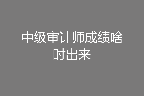 中级审计师成绩啥时出来