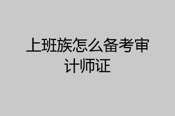 上班族怎么备考审计师证