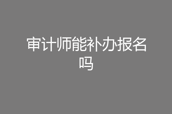 审计师能补办报名吗