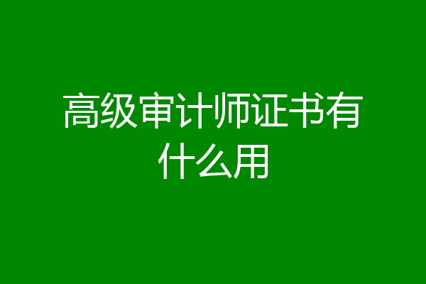 高级审计师证书有什么用
