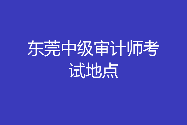 东莞中级审计师考试地点