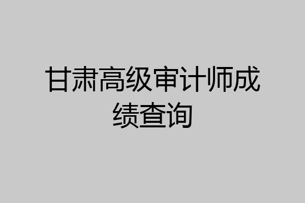 甘肃高级审计师成绩查询