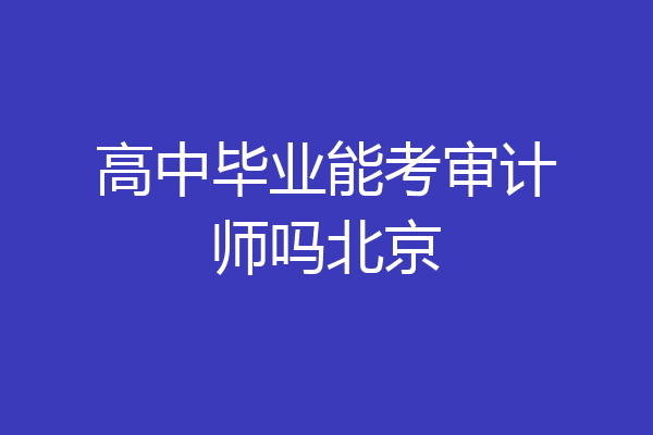 高中毕业能考审计师吗北京