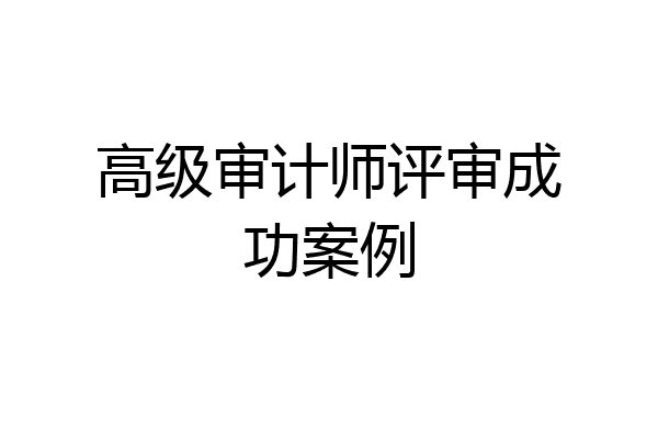 高级审计师评审成功案例
