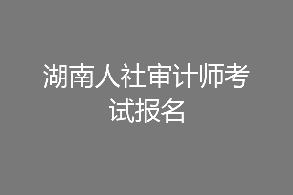 湖南人社审计师考试报名