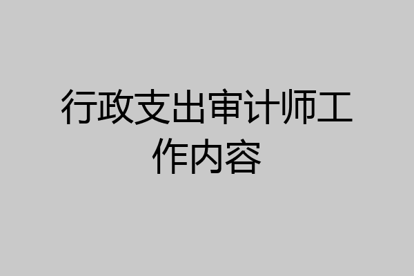 行政支出审计师工作内容