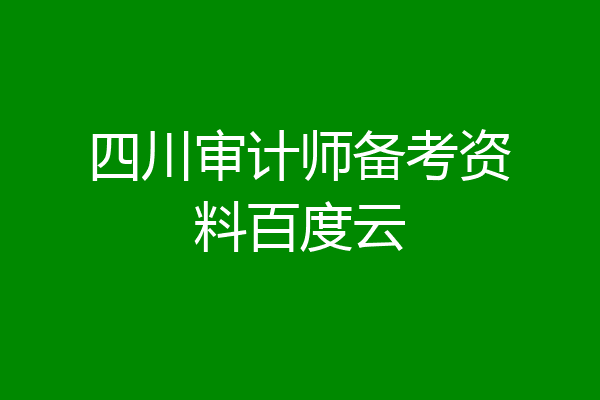 四川审计师备考资料百度云