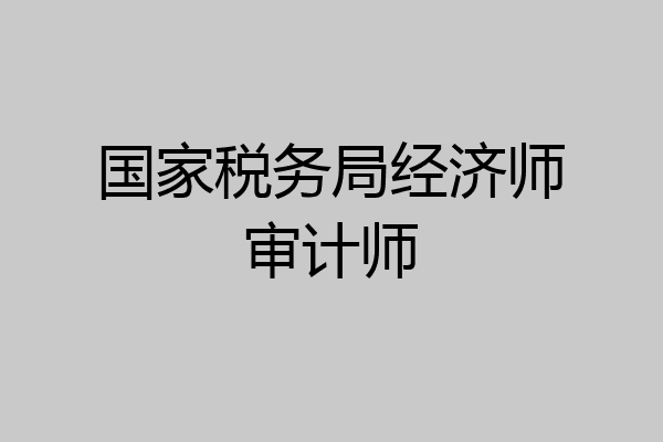 国家税务局经济师审计师