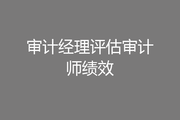 审计经理评估审计师绩效