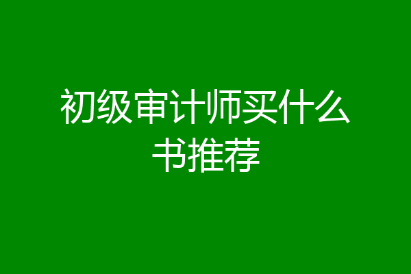 初级审计师买什么书推荐