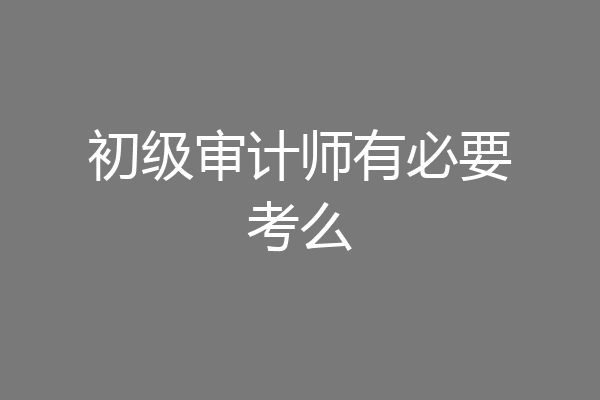 初级审计师有必要考么