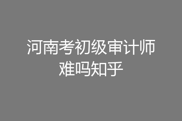 河南考初级审计师难吗知乎