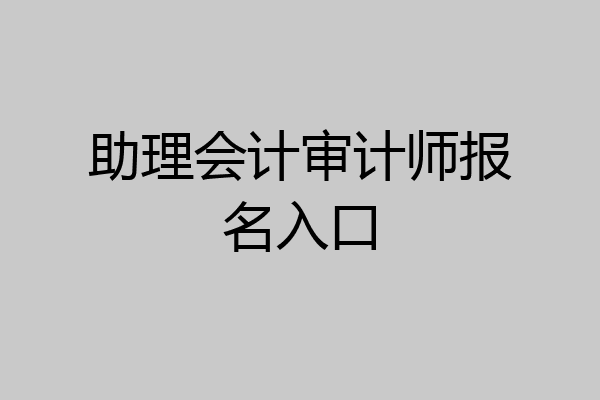 助理会计审计师报名入口
